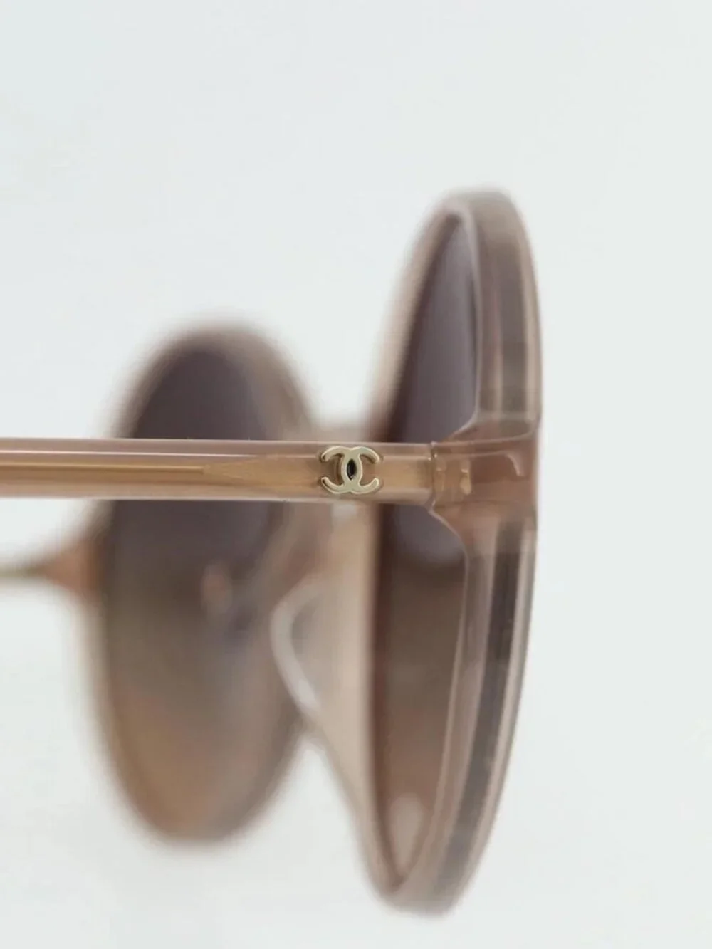 CHANEL COCO Mark Sunglasses plastic Beige CC Auth 176077A